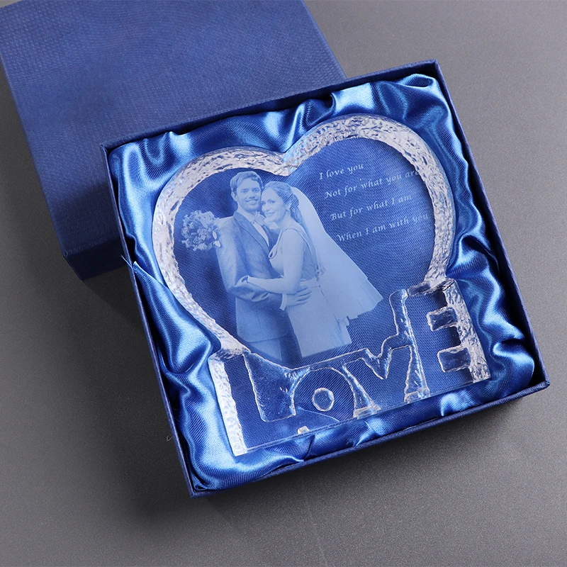 Пользовательские фото в форме сердца Хрустальная фоторамка персонализированный фотоальбом дизайн ваше собственное украшение с фотографией подарок на день Святого Валентина