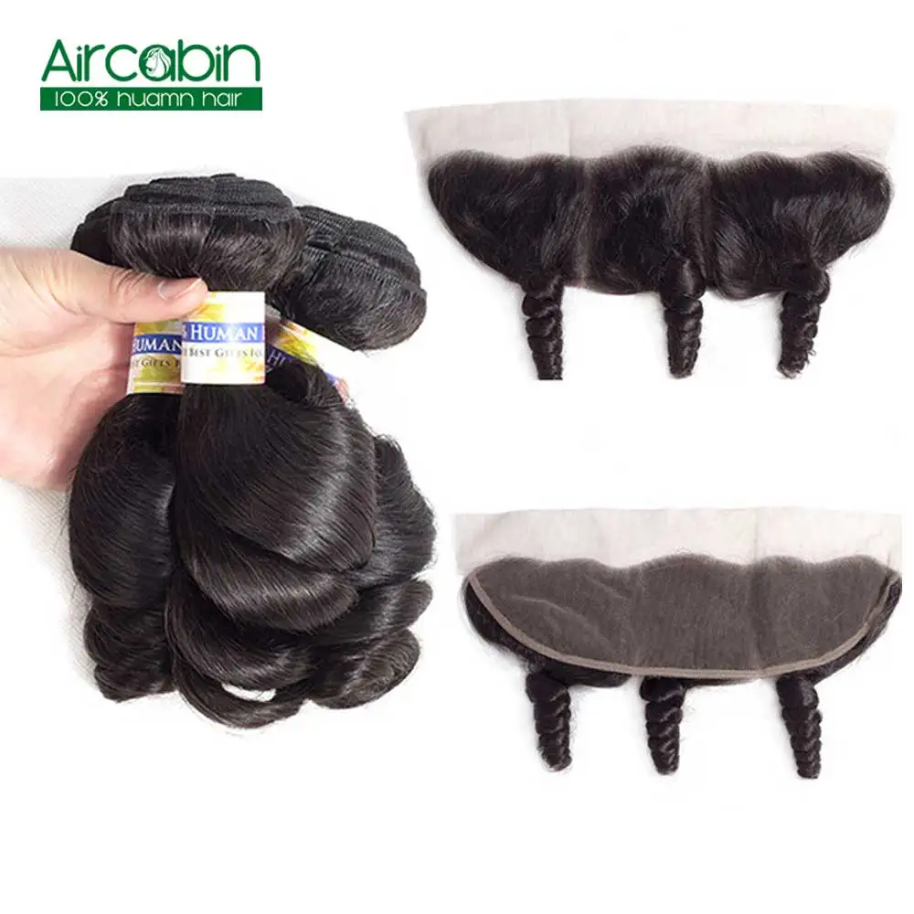 Loose Wave Bundles With Frontal 4 Pcs Human Hair Weaves Peruvian Hair 3 Bundles With Frontal 13X4 Lace Closure Remy Aircabin Loose Wave Bundles With Frontal 4 Pcs Human Hair Weaves Peruvian Hair 3 Bundles With Frontal 13X4 Lace Closure Remy Aircabin
