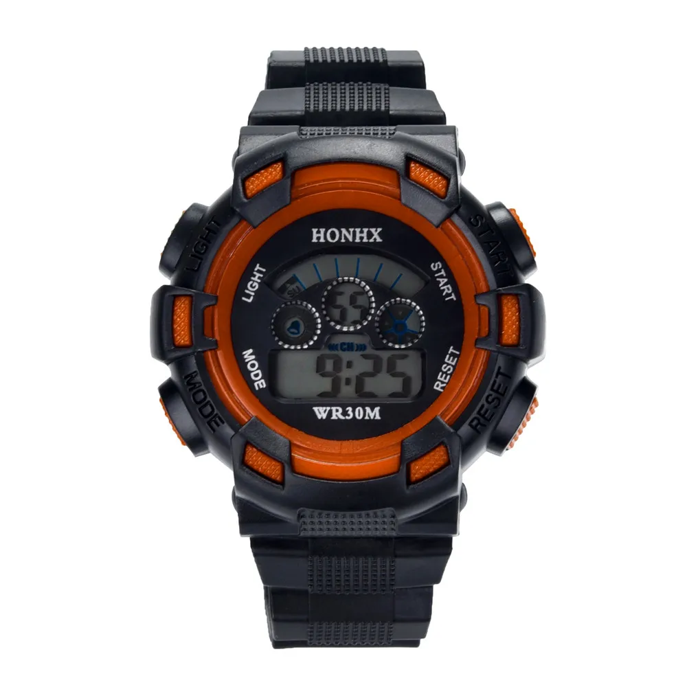 5002 водонепроницаемые детские цифровые светодиодный спортивные часы для мальчиков, детские часы с будильником и датой, подарок, montre homme, новинка,, горячая распродажа - Цвет: Orange