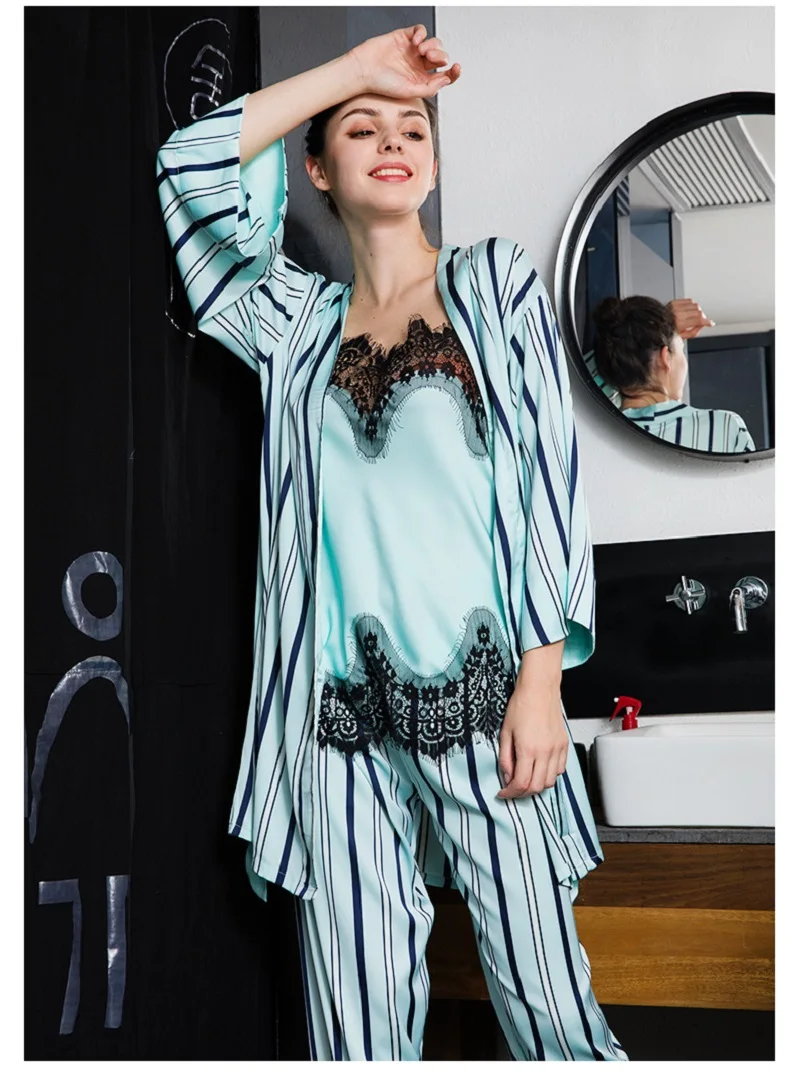 green striped silk like sleepwear sets (15)
