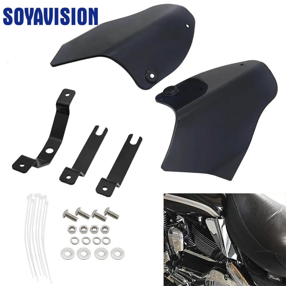 

Black Side Windshield Air Deflectors Motorcycle For Harley Softail Soft Tail Heat Insulation Side Windshield