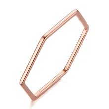 Eleganckie cienkie pierścienie dla kobiet unikalne sześciokątne 585 różowe złoto kolor ze stali nierdzewnej Temperament kobieta Lady Party Street Wear(China)