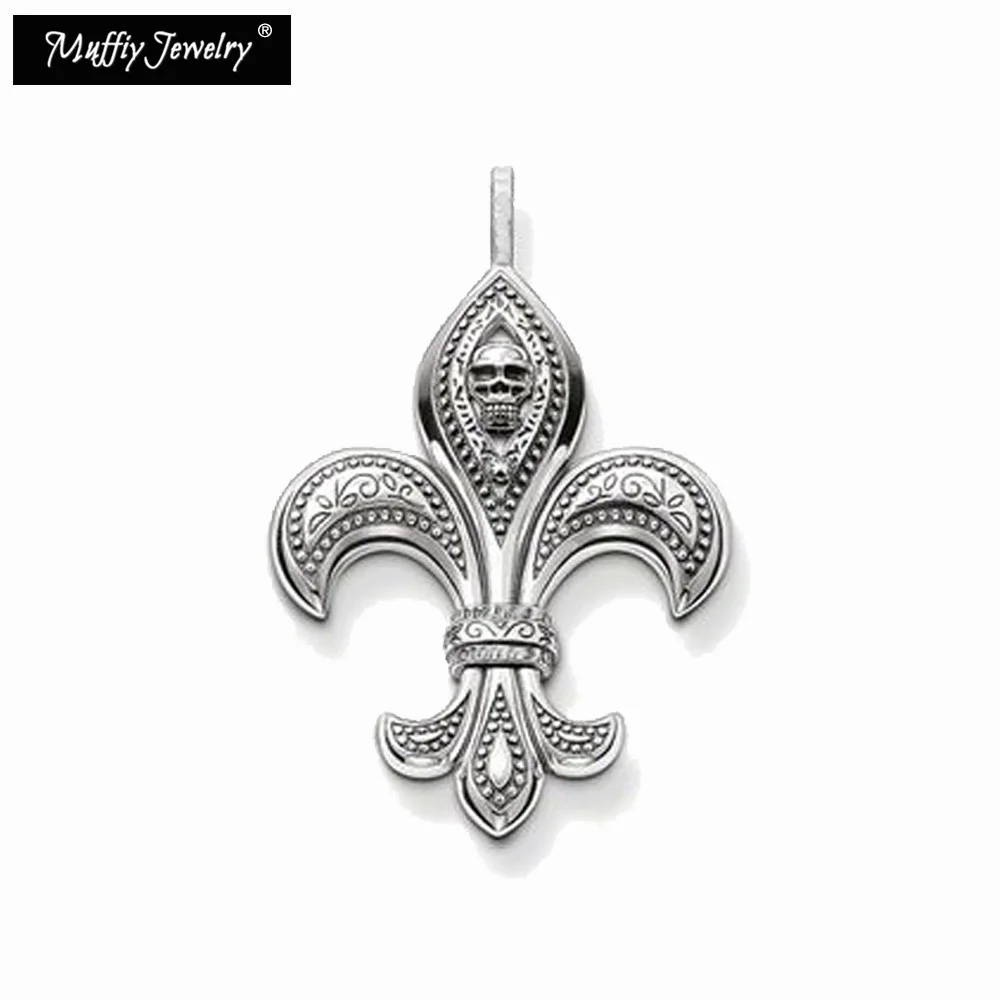 

Skull Fleur-de-lis Pendant,Thomas Style Rebel Good Jewerly For Men & Women,2017 Ts Gift In 925 Sterling Silver,Super Deals