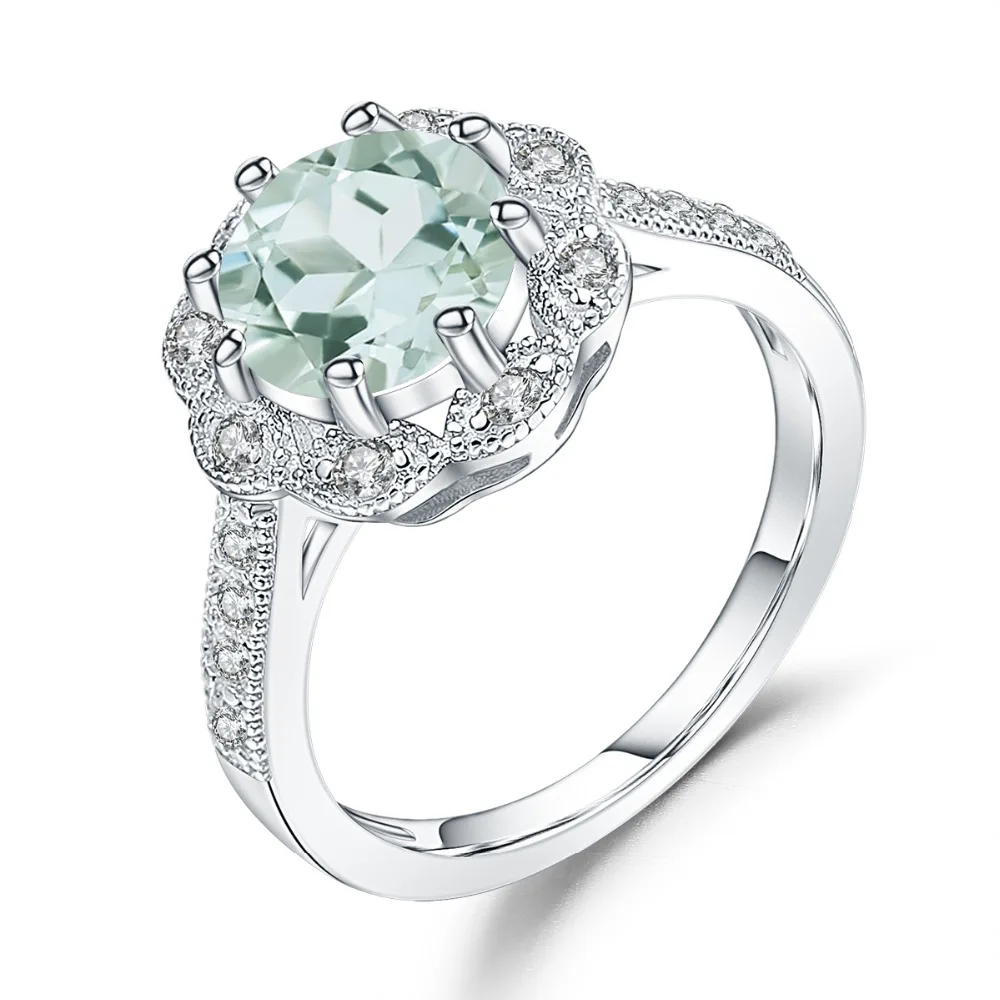 GEM'S BALLET 2.04Ct натуральное зеленое Помолвочное кольцо с аметистом кольцо для женщин из натуральной 925 пробы Серебряное цветочное кольцо хорошее ювелирное изделие подарок