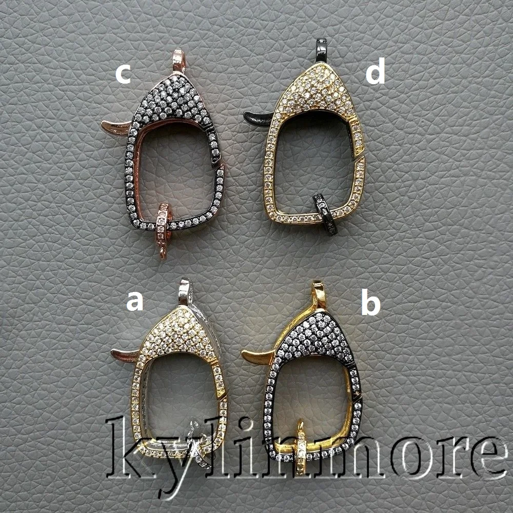

CC005 1pc 17x31mm CZ Clear Micro Pave Lobster Claw Cubic Zirconia Clasp