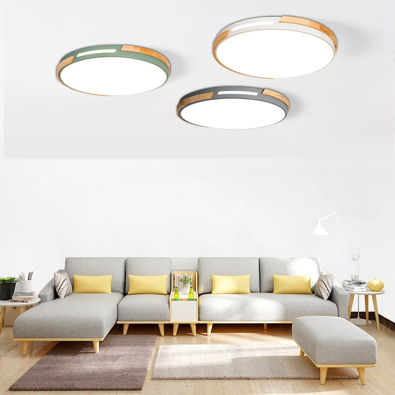 

Ceiling light wood round dimming remote control luxury hanging lights for home contemporary bedroom Modern led ceiling lamp