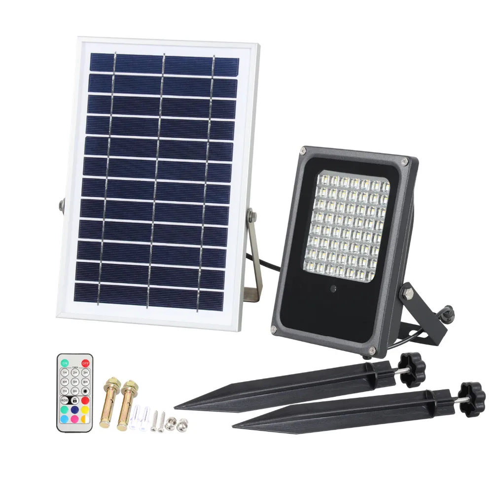 Solar com Painel Mudança da Cor do Diodo Emissor de Luz de Inundação Luz ao ar T-sunrise Solar Spotlight Jardim Livre Rgb 50 w 5 painel solar 50 w rgb mudança da