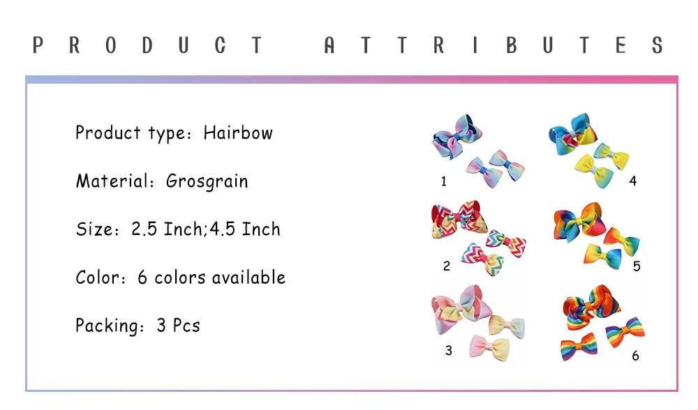 3 шт./компл. милые заколки для волос для девочек, лента для волос, градиентные радужные заколки ручной работы, Детские аксессуары для волос с бантом