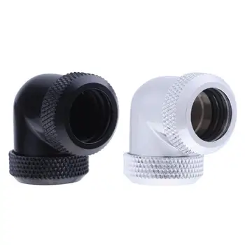 

14mm OD G1/4 Inner Thread 90 Degree Tube Connector for PC Water Cooling Black/Silver