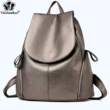 

Famous Brand Leather Backpack Female Fashion Women Backpack Large Capacity School Bag Simple Travel Bags Shoulder Bags for Women