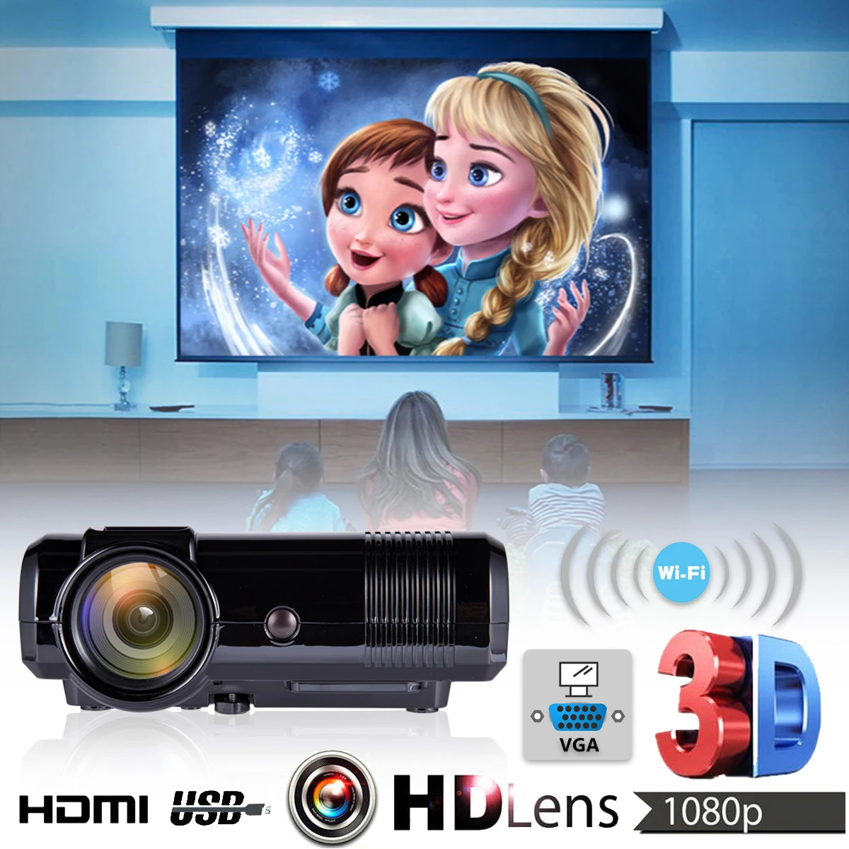 3D 1080P L8 WiFi Version Mini Projector Full HD Home Theater Projector Multimedia VGA USB HDMI LED Projector 3D 1080P L8 WiFi Version Mini Projector Full HD Home Theater Projector Multimedia VGA USB HDMI LED Projector