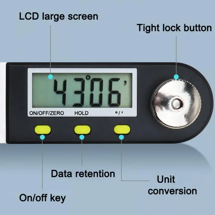 Hot 2 In 1 360 Degree Digital Angle Finder Meter Ruler Gauge Protractor for Woodworking Construction PLD