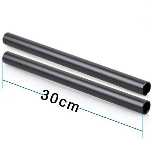2 Pezzi 12 "30Cm In Lega Di Alluminio Nero 15Mm Asta Fr 15Mm Sistema Di Binari Asta Seguire La Fotocamera Treppiede Focus