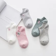 Сезон весна-лето; женские хлопковые носки с рисунком котенка; модные повседневные женские носки