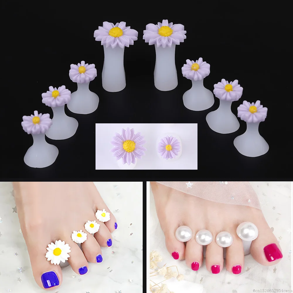 

ELECOOL 8pcs Soft Silicone Toe Separator Flower Pearl Foot Finger Divider Form Manicure Pedicure Care Nail Art Tool Accessory