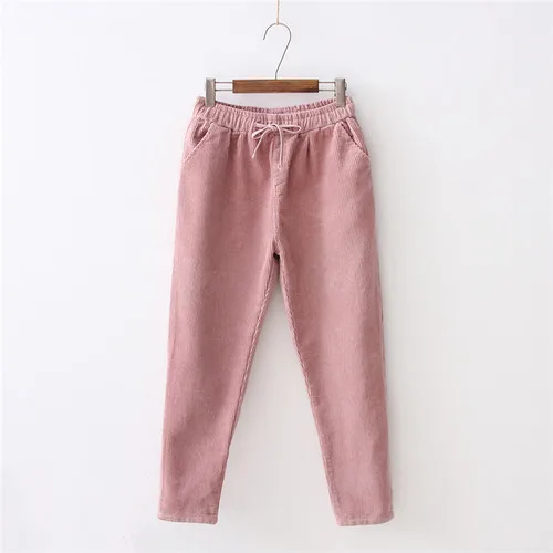 Вельветовые брюки зимние новые свободные Корейская версия ретро бархатные корейские женские штаны Lunan размера плюс - Цвет: Pink