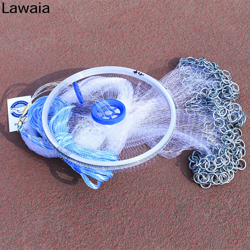 

Lawaia Fishing Net American Casting Network Hand Throw Carp Fish Trap Chain Small Mesh Diamter 2.4-4.2 High Quality Crab Netting