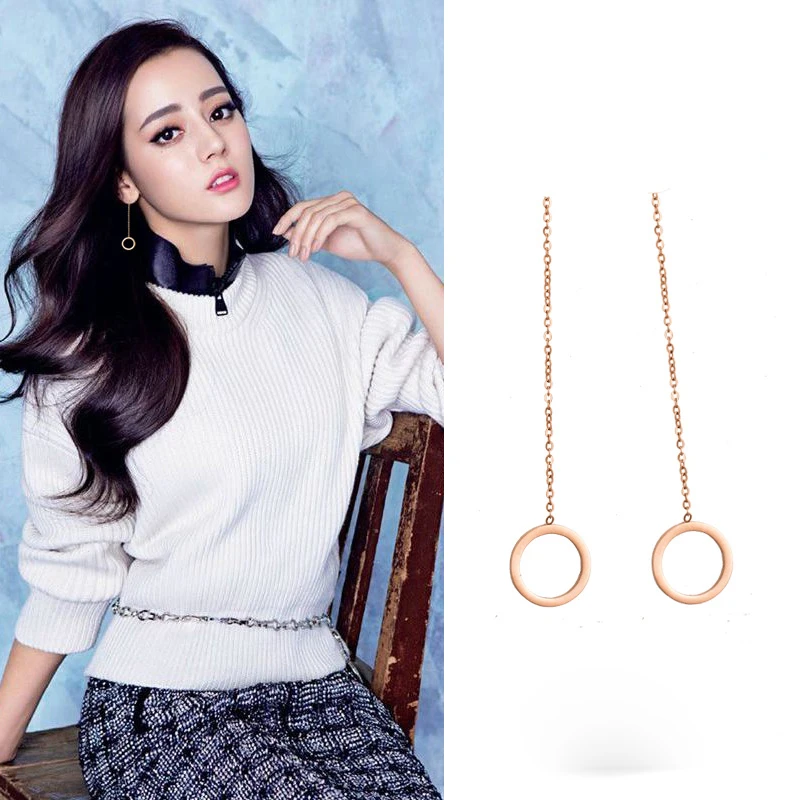 

Steel Rose Gold Color Round Shape Charms Women Earring Line Lovely Girls Gift Earrings Free Shipping