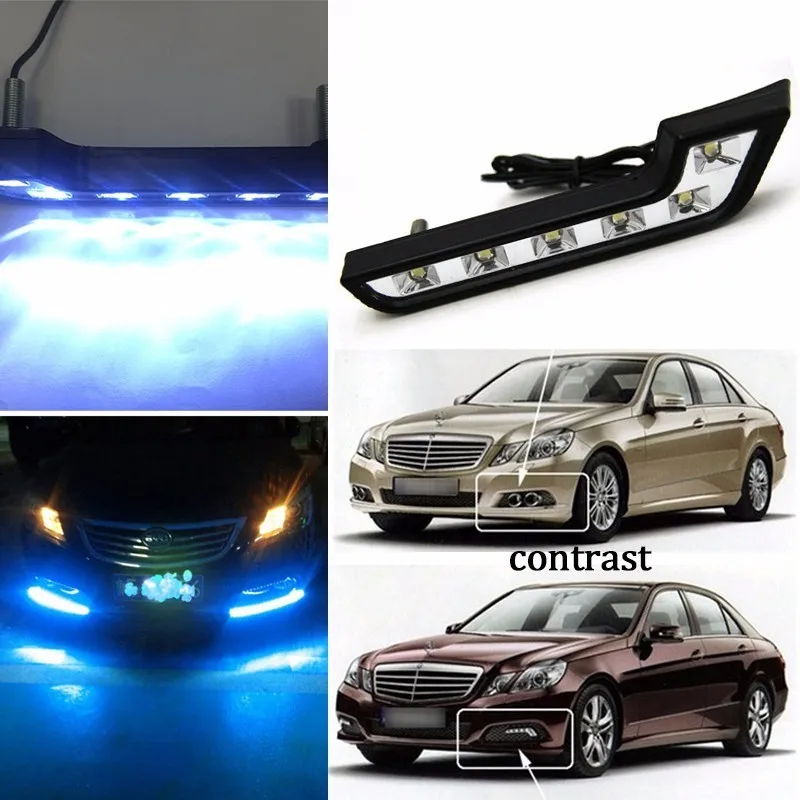 

Auto 6 COB E4 LED Car Headlight Daytime Running Light Day Xenon Lamp Fog Light Driving Parking Light Source DRL Kit W124 W204