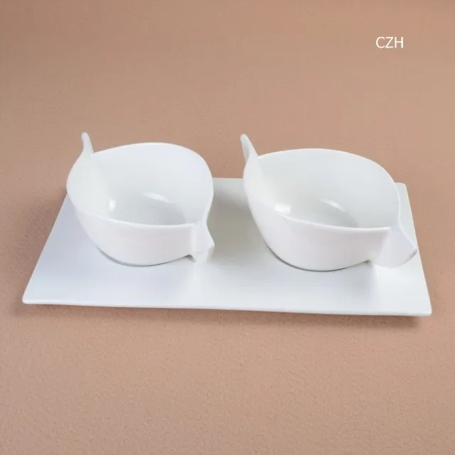 Стильная керамическая сервировочная миска и блюдце фарфоровая чашка с ручкой ручка посуда для завтрака для супа, молока и каши