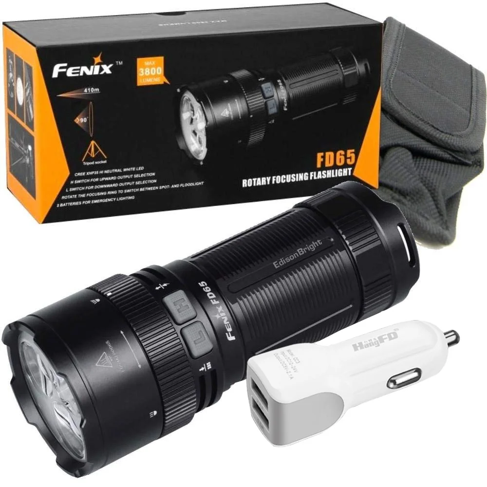 

FENIX FD65 adjustable focus 3800 Lumen CREE LED military/search rescue Flashlight with car charger
