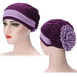 Для женщин Цветочный Эластичный Тюрбан шляпа женский Индии сетку химио Кепки цветок капот шапочка для Для женщин шапочки растянуть новый
