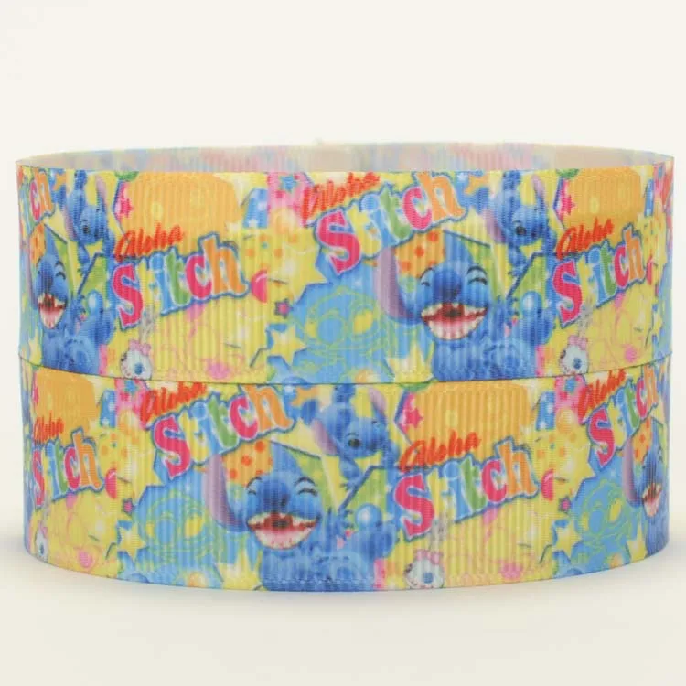 7/8 &quot22 мм милый Лило и Стич шаблон печати мультфильм grosgrain лента бант для волос