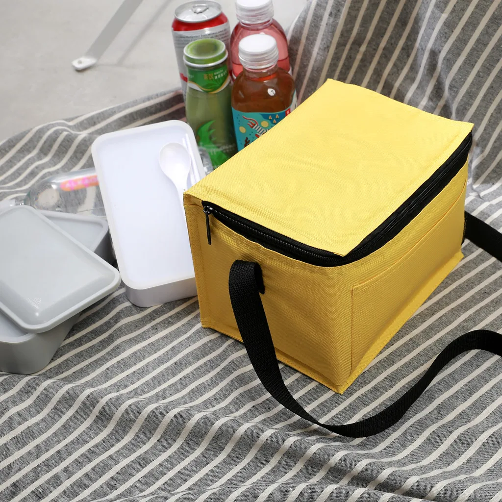 Geisoleerde Lunch Tas voor vrouwen Mannen Koeler Детская сумка Voedsel picknik Thermische Lunchbox Zwart Высокая емкость