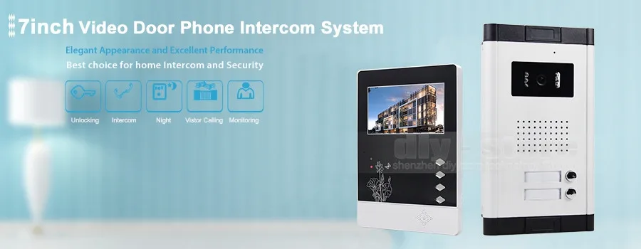 Diysecur 4.3 "квартира Видеодомофоны Дверные звонки Системы ИК Камера touch ключ для 2 семей