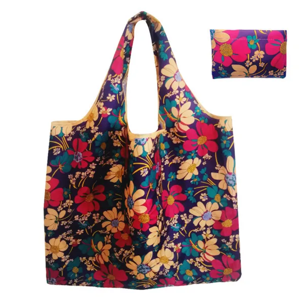 Женская Складная сумка для покупок, Женская Эко сумка для продуктов, Женская многоразовая мультяшная сумка с цветочным рисунком, фруктами, овощами, Большая вместительная сумка - Цвет: V