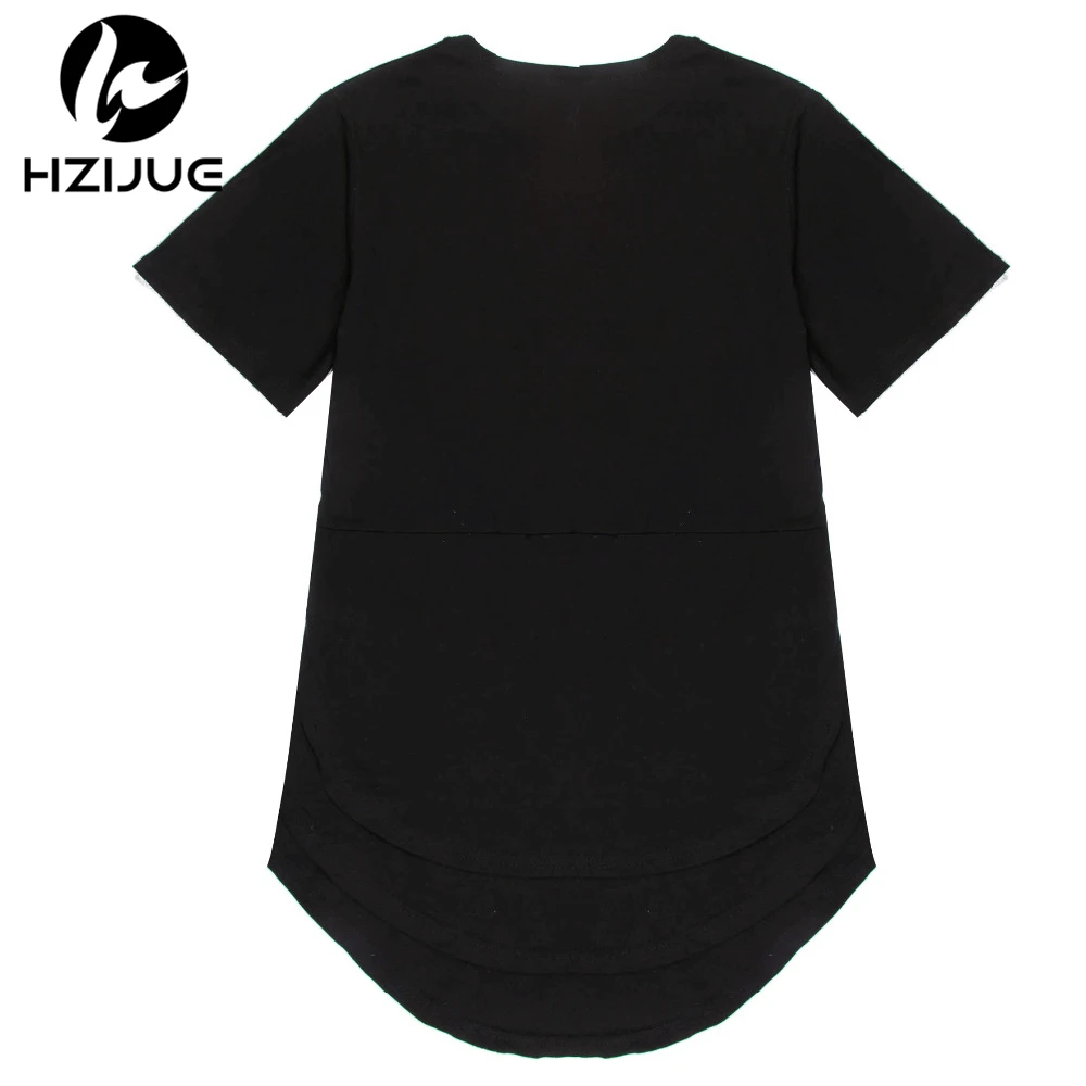 HZIJUE Side Zipper Extended Man Mens Hip Hop Hiphop Swag Long Casual T Shirt Top Tees Justin Bieber Style Clothe Clothing KANYE