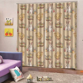 

Modern blackout Rabbit Chicken curtains for Living room Window cloth Curtains Ready Made finished drapes Blinds M12