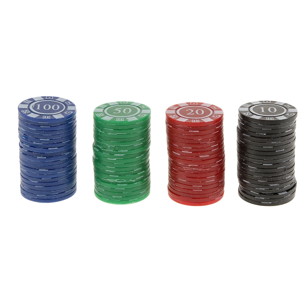 80pcs Plastic Poker Chips Professional Casino Pokerstars Poker Chip Set Cards Game Toy Red Green Blue Black