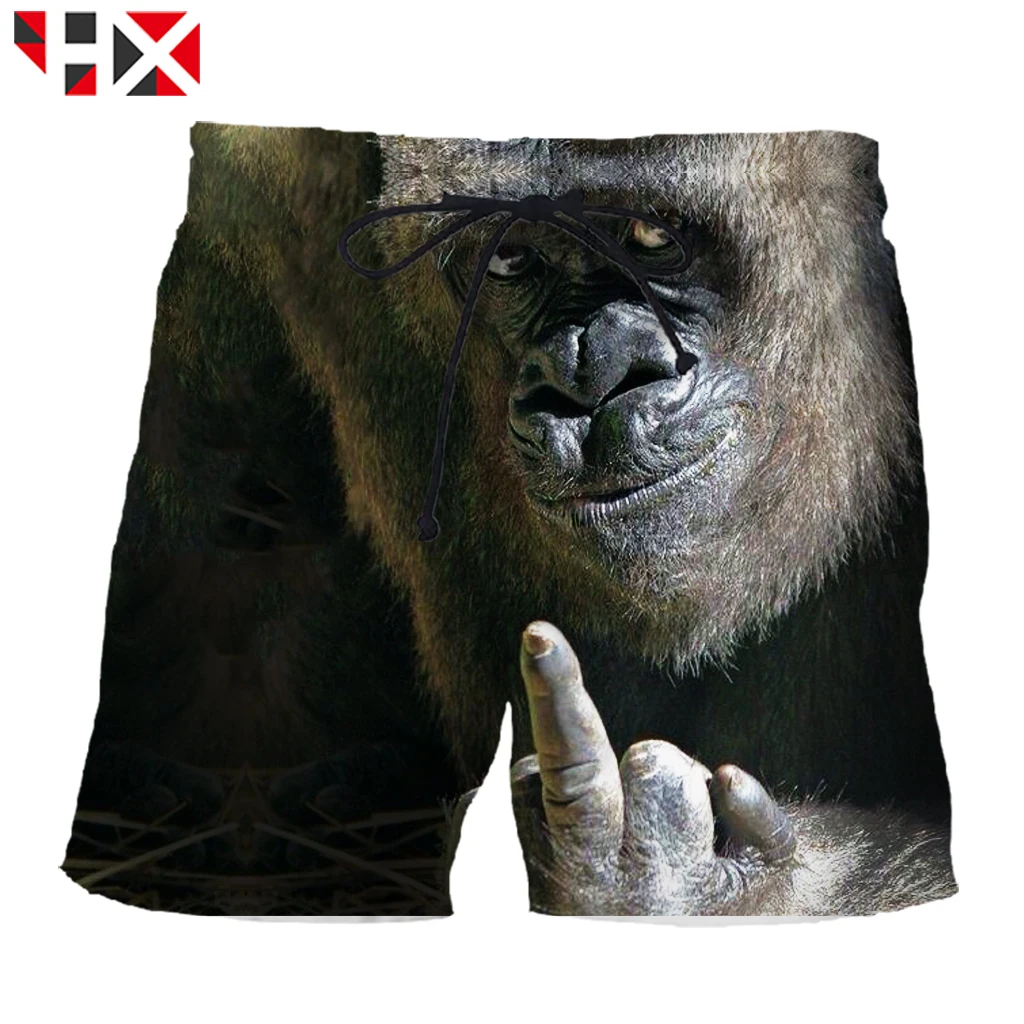 

HX 3D Print shorts men/women Fashion Funny Animal Gorilla men shorts Harajuku Streetwear Style Gorilla shorts men pants A800
