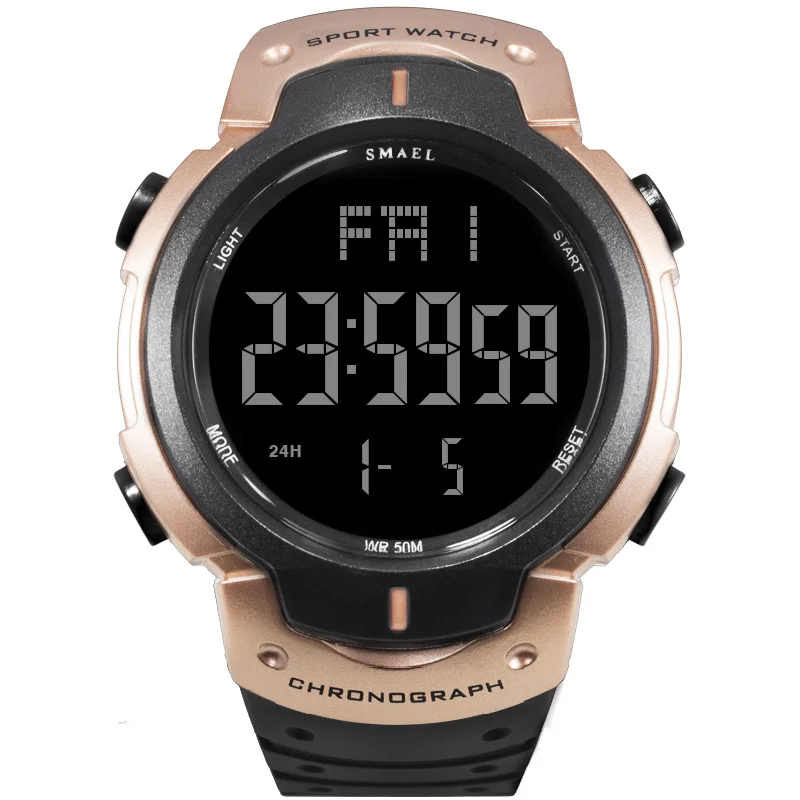 SMAEL военные часы армейские модные часы мужские большой циферблат S Shock Relojes Hombre повседневные спортивные часы 0915 светодиодный цифровые часы для мужчин - Цвет: Gold