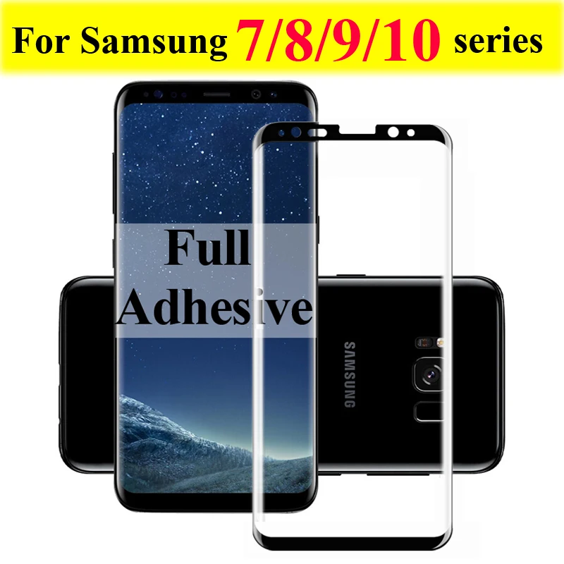 

Full adhesive glue for samsung galaxy note 8 9 s10 s8 s9 plus s10e s7 edge s10plus screen protector protective curved tempered