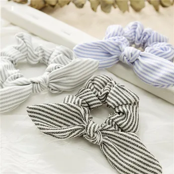 

New Rabbit ears Hair Rope Dot Stripe Grid Fabric Hair Accessories For Women Elastic Hair Bands Girls Elegant Ponytail Hair