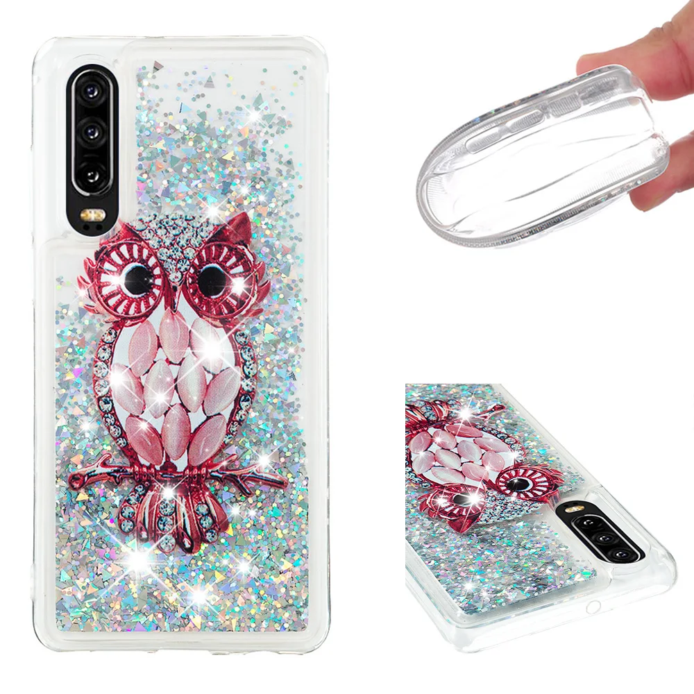 

Fashionable cartoon painting is suitable for Huawei P30 dynamic quicksand anti - falling mobile phone shell
