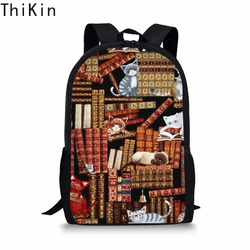 Тикин милый либари книга кошка стиль детская школьная сумка Школьный Рюкзак Детские рюкзаки для девочек и мальчиков книжная сумка для