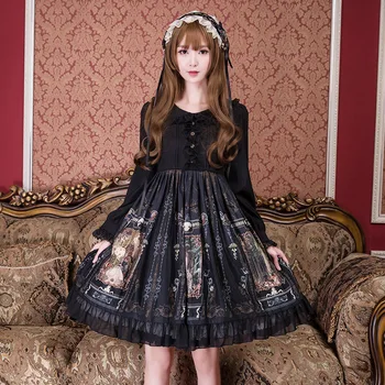 

2019 Fall Long Sleeve Dress Cute Printed Peter Pan Collar Dress