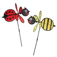Yellow Bee/Ladybug Windmill Whirligig Wind Spinner Home Yard Garden Decor Random Color