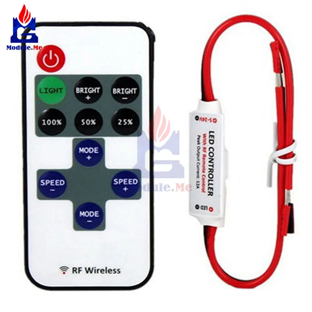 

12V RF Wireless Remote Control In-line Led Strip Dimmer 10-Level Bright Speed Led Switch Module Voltage Regulator Dimmers