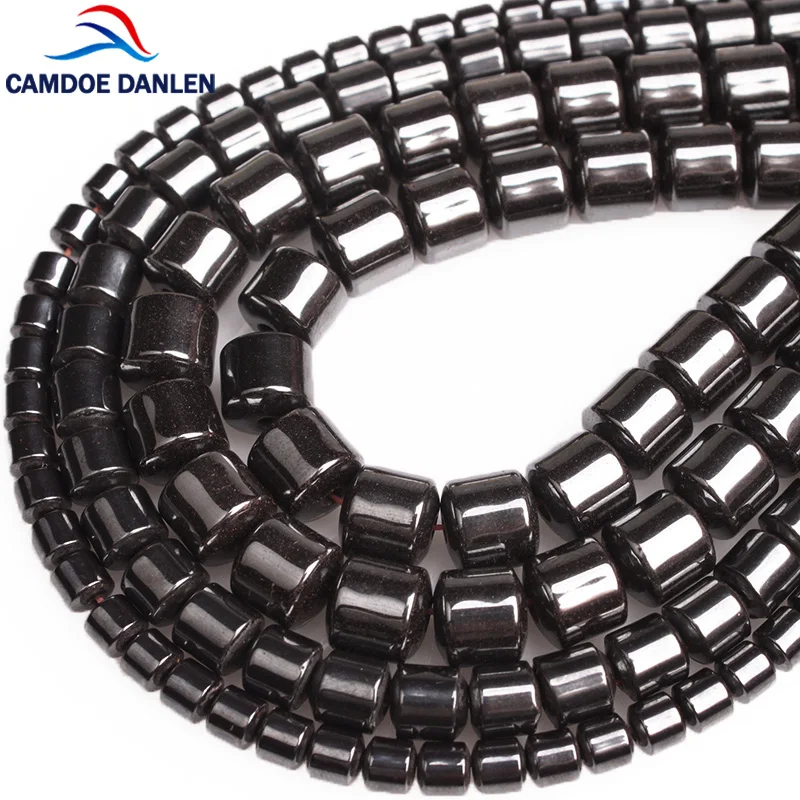 Camdoe Danlen Natural Stone Black Hematite Column Shape Spacer Beads