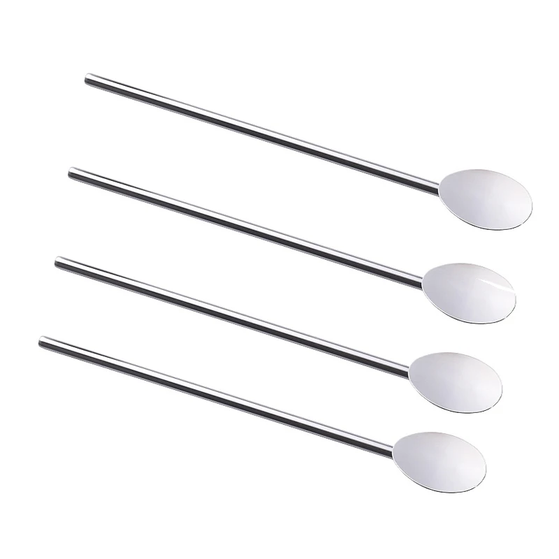

Spoon Straws Stainless Steel by Pack of 4 | Drinking Straws & Stirrers Perfect for Smoothies, Milkshakes, Slush, Tea and Coffe