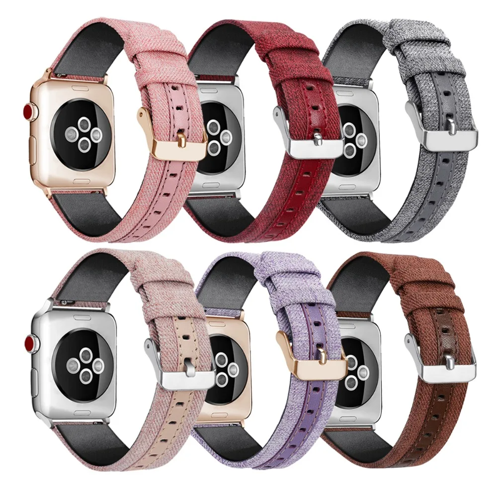 

OSRUI Canvas Leather strap For Apple watch 4 band 44mm 40mm Iwatch 42mm 38mm series 3 2 1 Wrist bracelet belt watchband correa