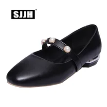 SJJH mary janes/туфли-лодочки с квадратным носком на низком не сужающемся книзу массивном каблуке; удобная обувь; Повседневная Милая официальная обувь; большие размеры для женщин; A138
