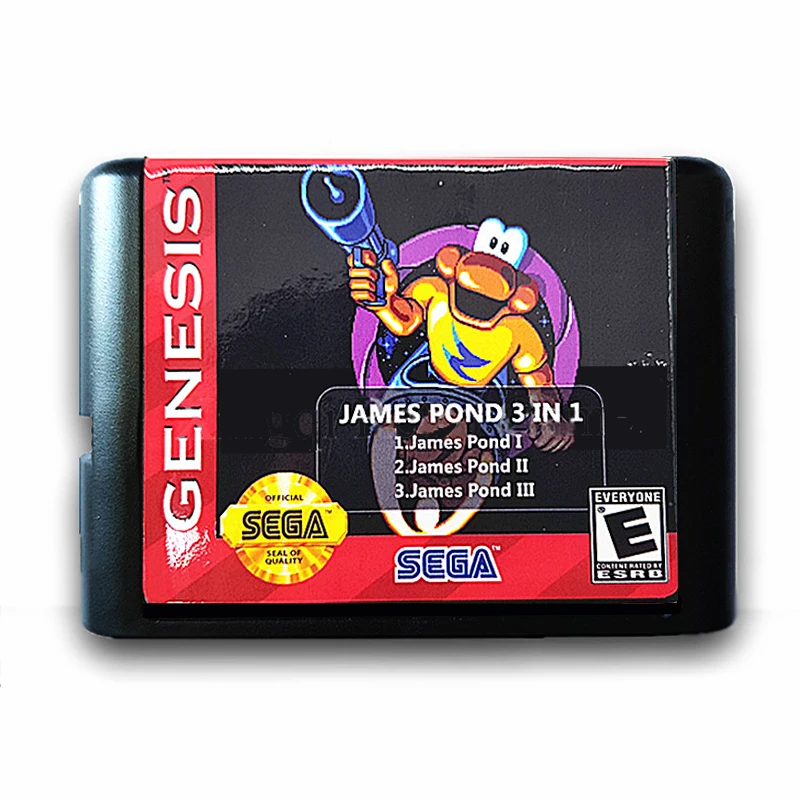 

James Pond 3 in 1 with Saving Function 16 bit Game Cartridge for Sega for MegaDrive Genesis PAL and NTSC Video Console