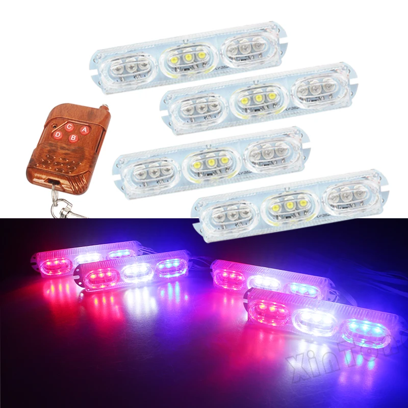 

4x3/led Ambulance Police light DC 12V Strobe Warning light for Car Truck Emergency Light Flashing Firemen Lights High Quality