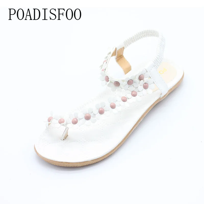 [H][C]2017 New Summer Bohemian Women Sandals Slippers For Women Shoes Flip Folder Toe Flat Shoes With Flower .DFGD-669