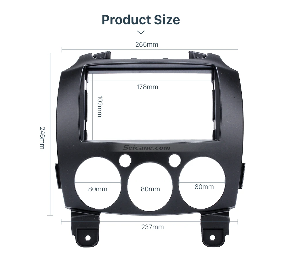 Seicane 2DIN 2007-2014 Mazda 2 Car Radio Fascia Dash DVD Player Auto Mounted Installation Trim Panel Dashboard Face Plate Kit